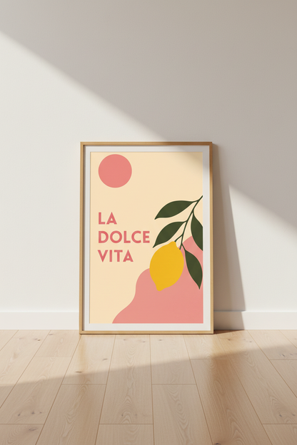 Lemon Art Print | Mediterranean La Dolce Vita Poster, Italian Summer Kitchen Decor