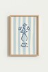 Blue Mediterranean Art Print | Vita Lenta Floral Poster, Coastal Kitchen Wall Decor