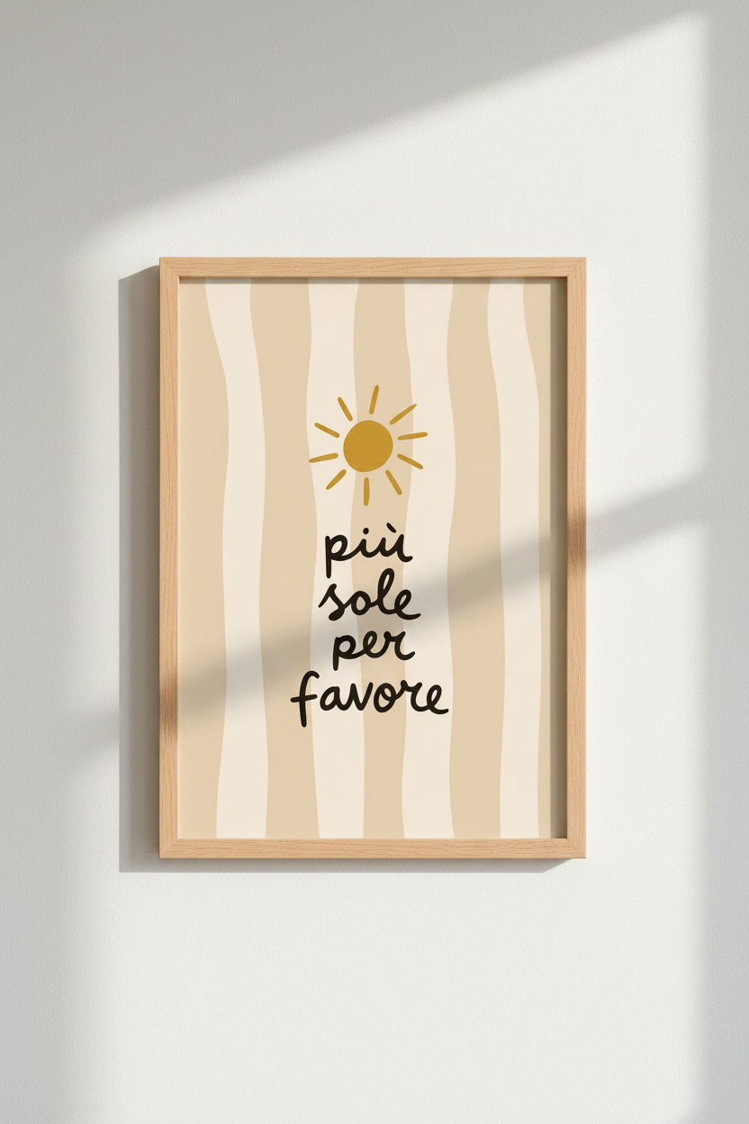 Italian Sun Wall Art Print | Boho Mediterranean Decor | Neutral Minimalist Poster