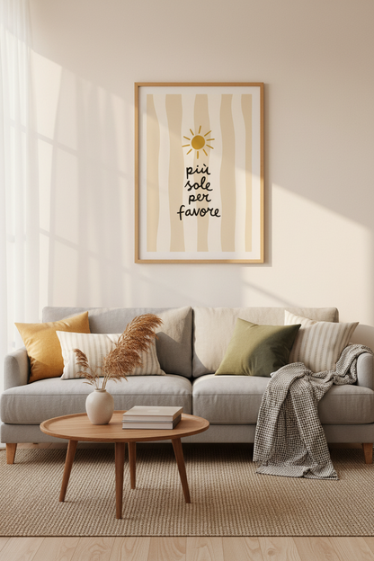 Italian Sun Wall Art Print | Boho Mediterranean Decor | Neutral Minimalist Poster