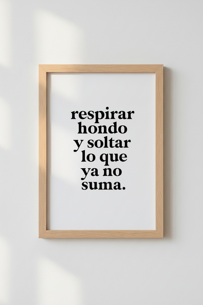 Spanish Quote Wall Art | Respirar Hondo y Soltar, Minimalist Typography Poster