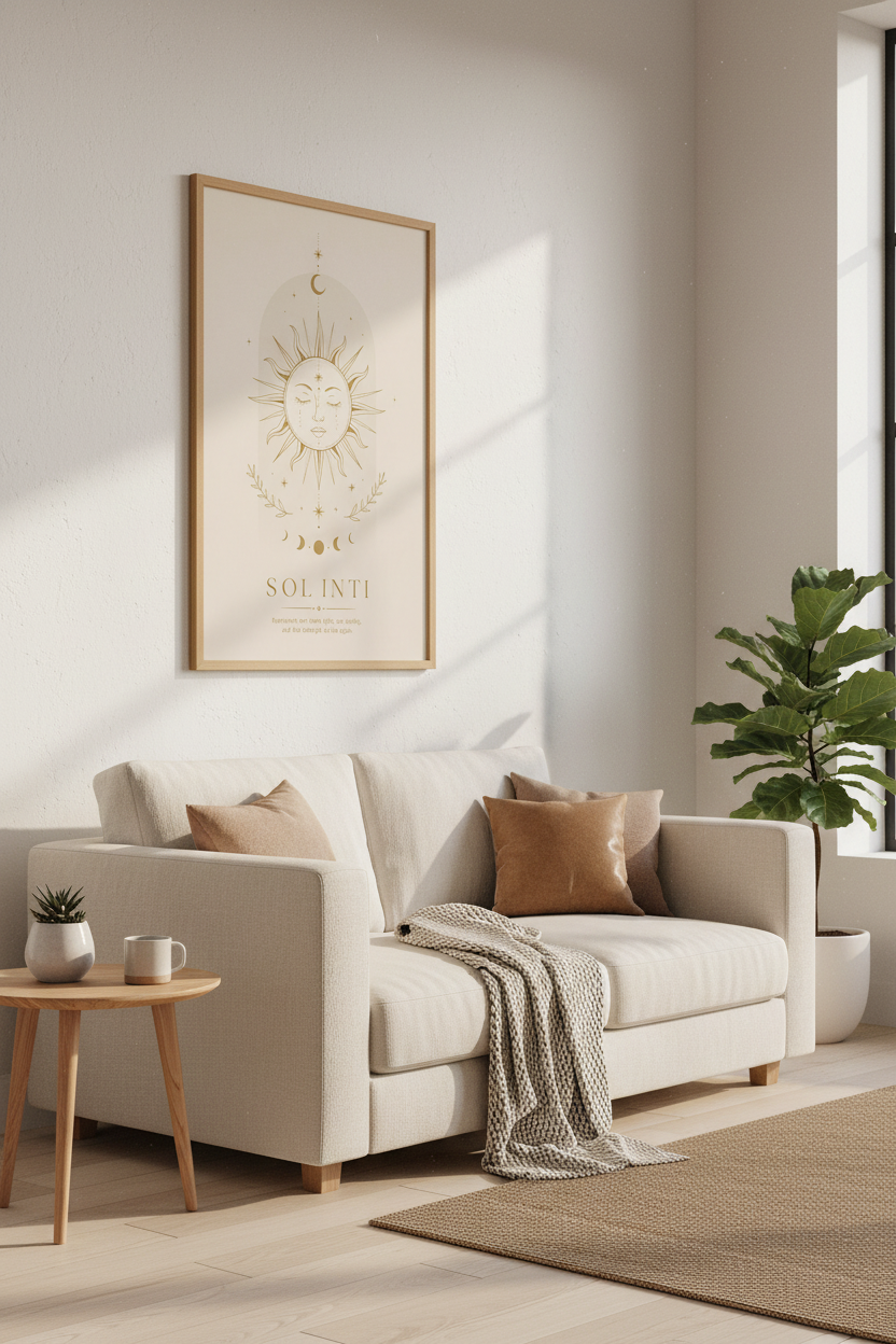 Celestial Sun Wall Art Print | Living Room Decor | Ethereal Poster