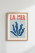Blue Coral Poster | Modern Coastal Blues, Seaside Accent | Living Room Decor