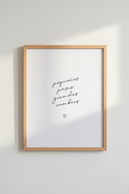 Spanish Quote Wall Art Print | Minimalist Script Home Decor | Small Steps Poster