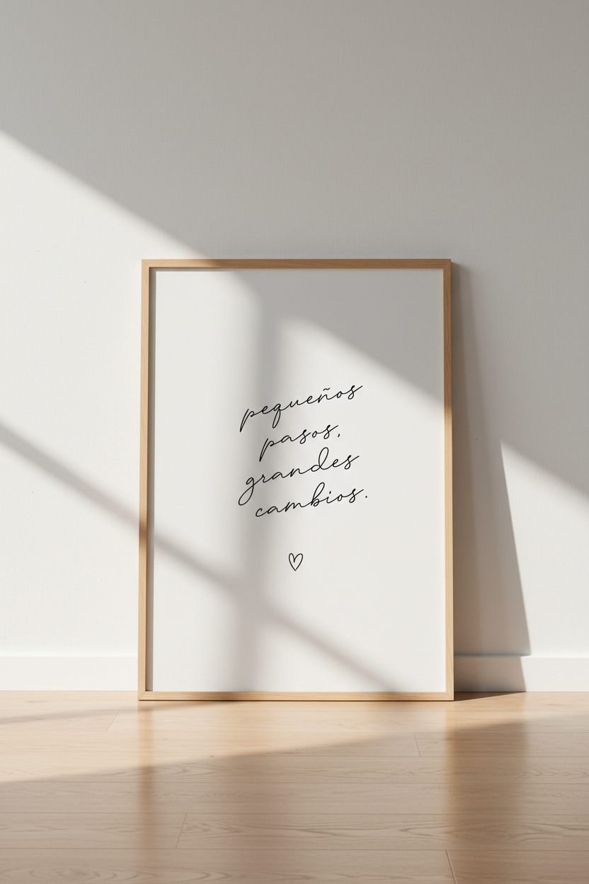 Spanish Quote Wall Art Print | Minimalist Script Home Decor | Small Steps Poster