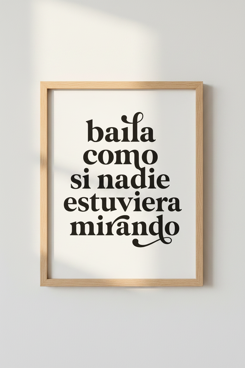 Baila Spanish Quote Art | Minimalist Black &amp; White Print, Modern Home Decor