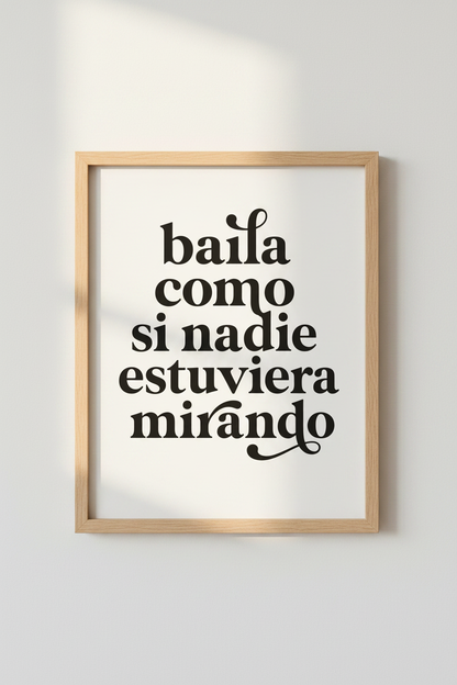 Baila Spanish Quote Art | Minimalist Black &amp; White Print, Modern Home Decor
