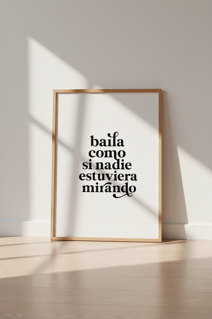 Baila Spanish Quote Art | Minimalist Black &amp; White Print, Modern Home Decor