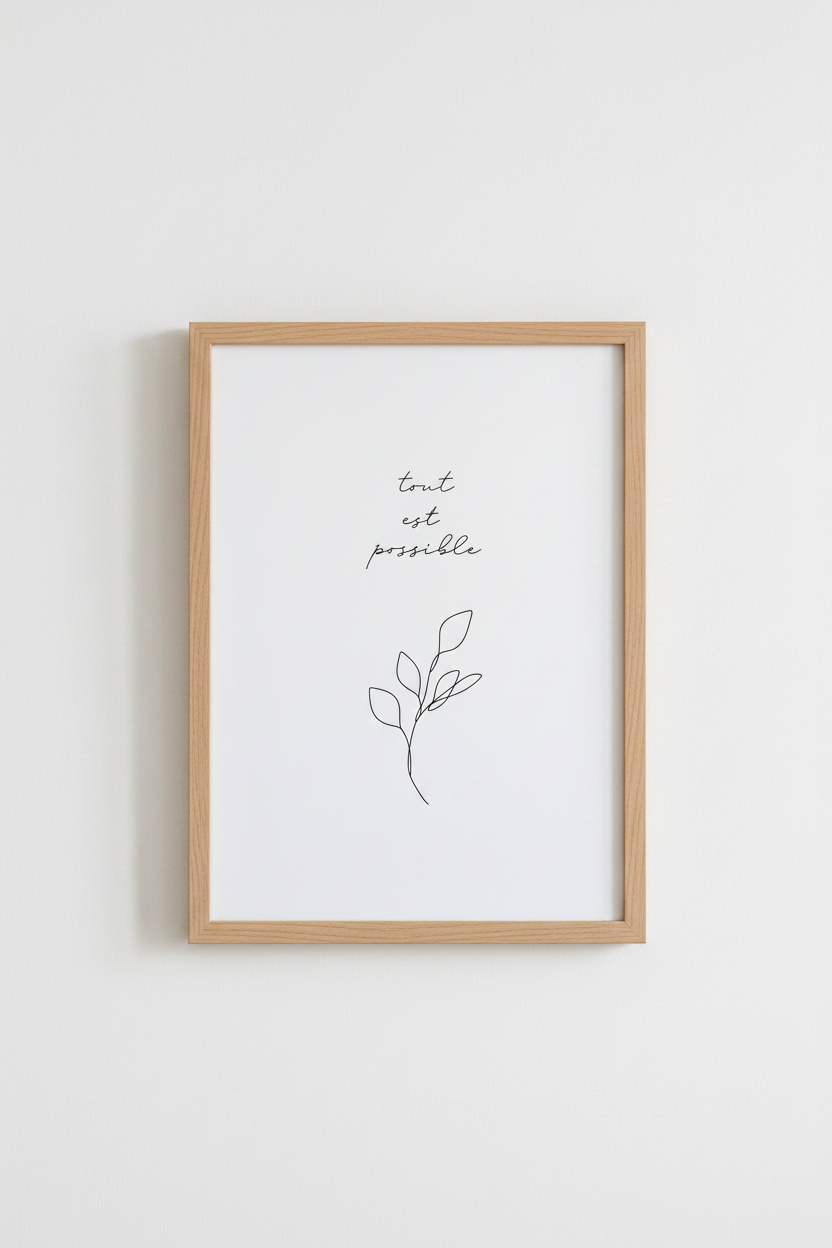 Tout Est Possible French Quote Wall Art | Minimalist Line Art Poster, Office Decor