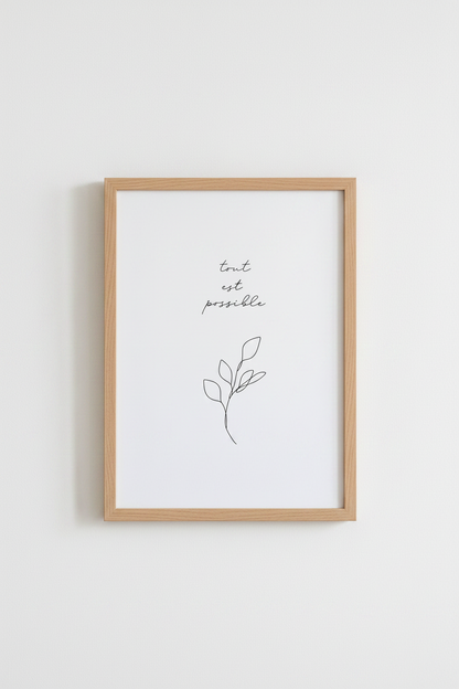 Tout Est Possible French Quote Wall Art | Minimalist Line Art Poster, Office Decor