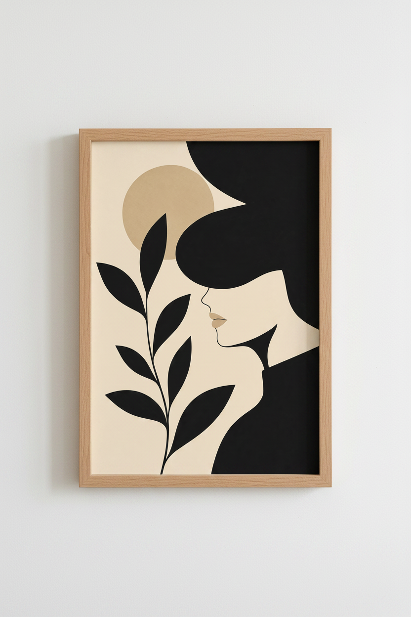 Minimalist Portrait Wall Art Print | Living Room Decor | Neutral Poster