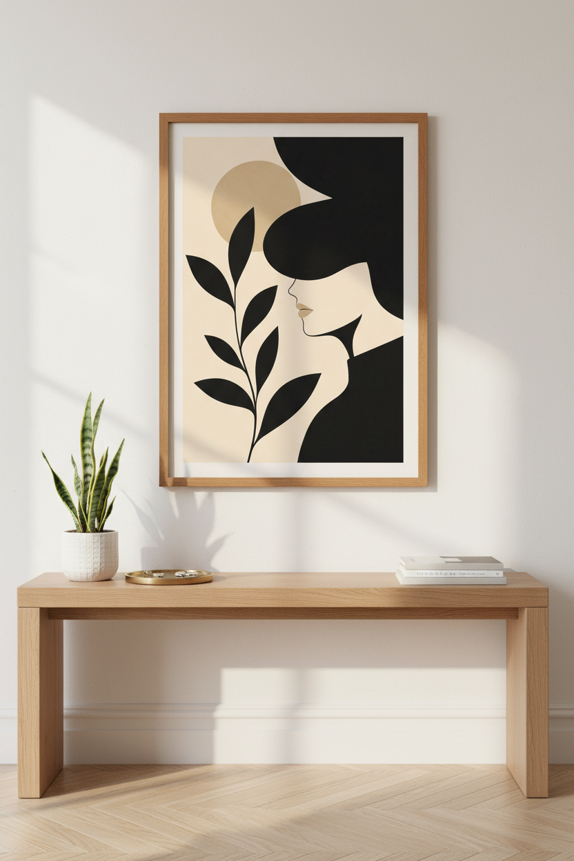 Minimalist Portrait Wall Art Print | Living Room Decor | Neutral Poster