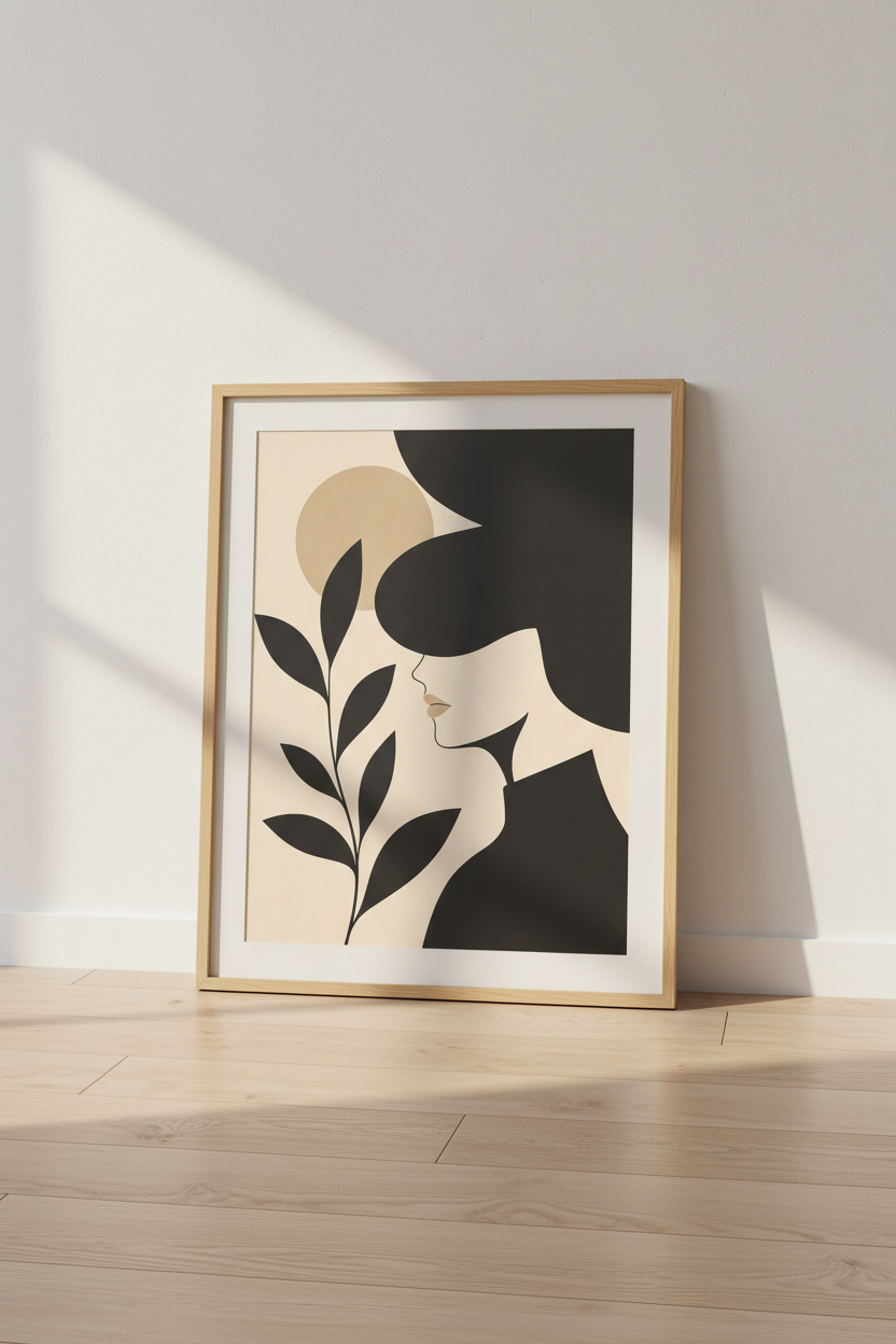 Minimalist Portrait Wall Art Print | Living Room Decor | Neutral Poster