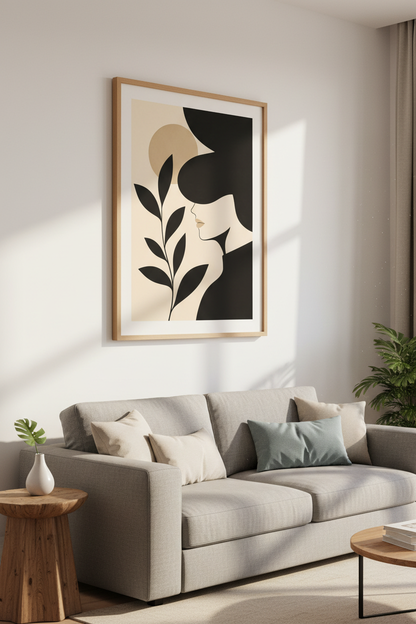 Minimalist Portrait Wall Art Print | Living Room Decor | Neutral Poster