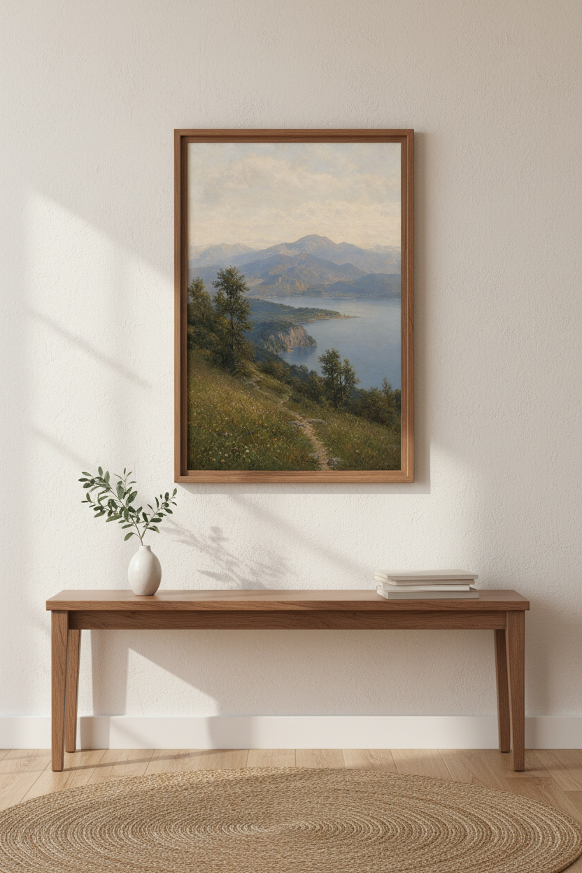 Oil Painting Mountain Landscape Wall Art Print | Living Room Decor | Rustic Poster