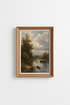 Landscape wall art | Classic river scene, tranquil blues, living room decor