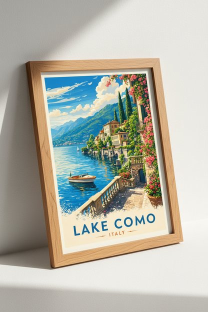 Lake Como Italy Wall Art Print | Travel Poster Decor | Mediterranean Aesthetic