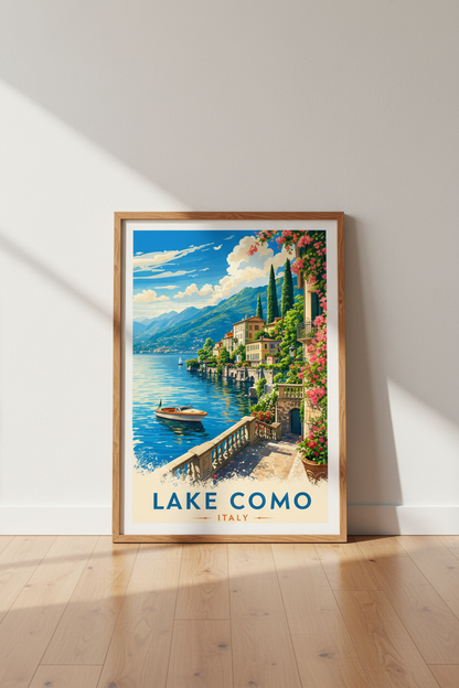 Lake Como Italy Wall Art Print | Travel Poster Decor | Mediterranean Aesthetic