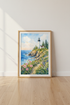Watercolor Lighthouse Wall Art Print | Coastal Ocean Decor | Nautical Landscape Poster