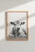 Highland Cow Wall Art Print | Farmhouse Black and White, Nursery Decor Poster