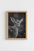 Fawn Nature Art Print | Black and White Deer Poster | Modern Nursery Decor