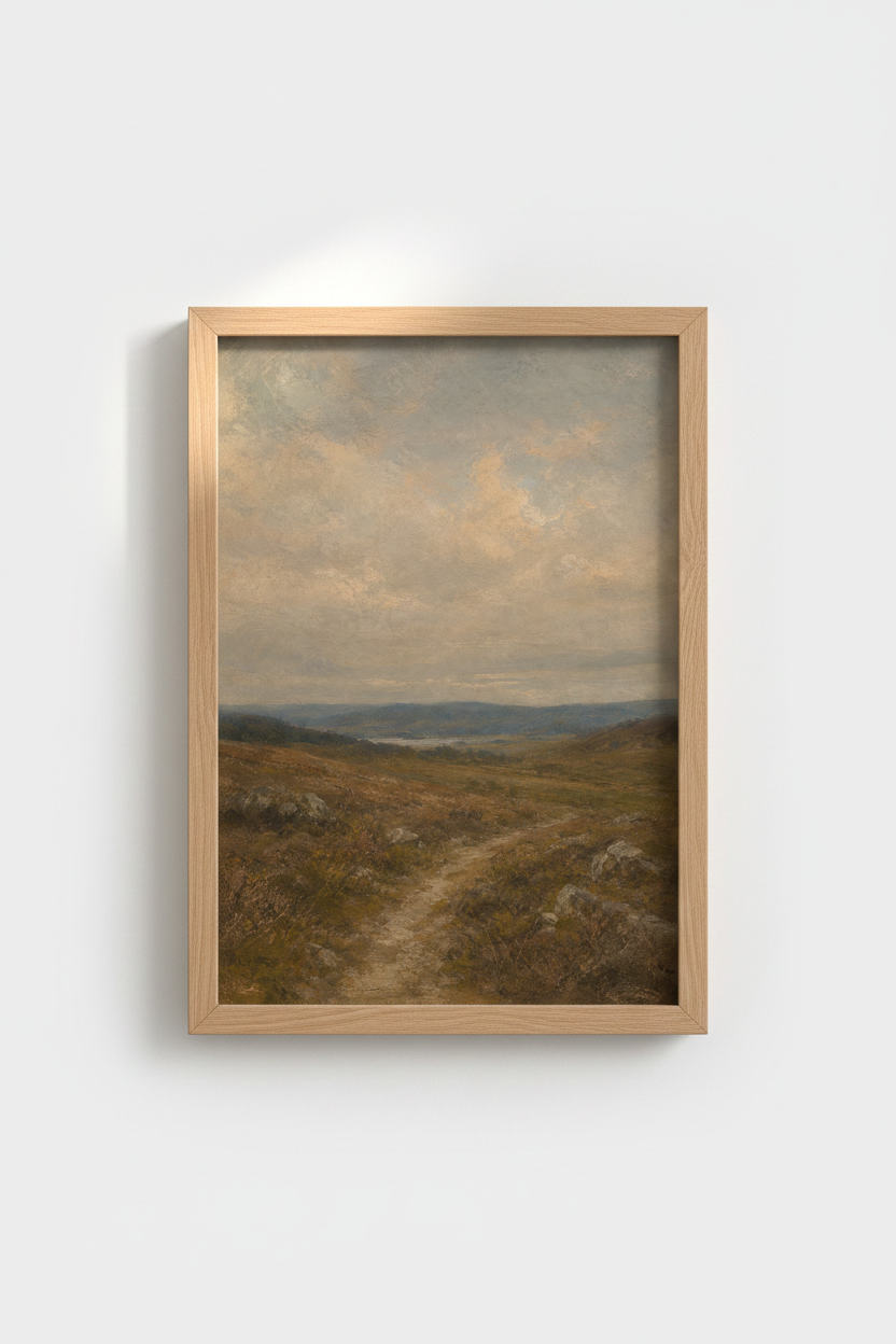 Earthy Landscape | Mocha Sky, Rolling Hills | Living Room Decor | Scenic Poster