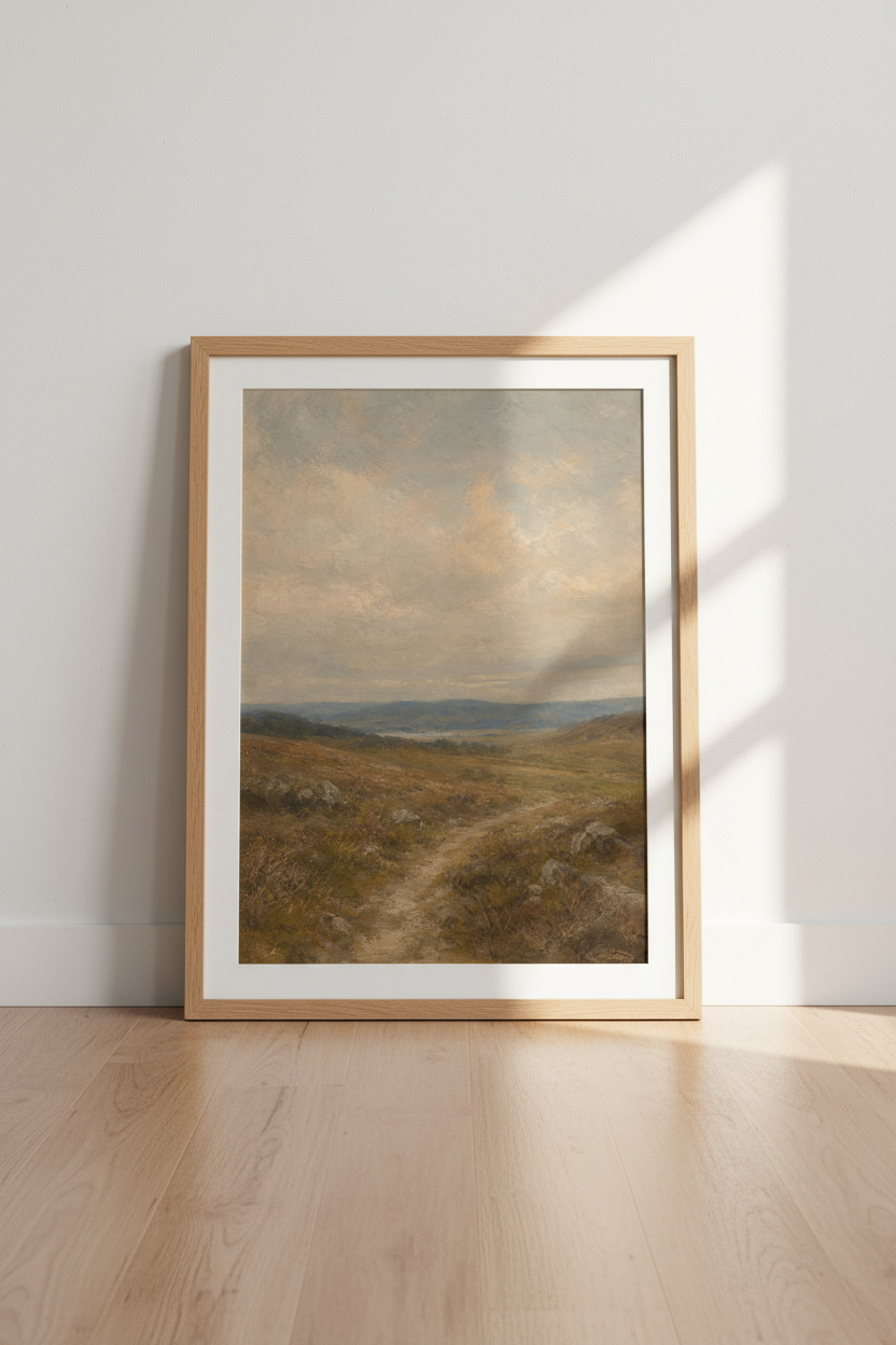 Earthy Landscape | Mocha Sky, Rolling Hills | Living Room Decor | Scenic Poster