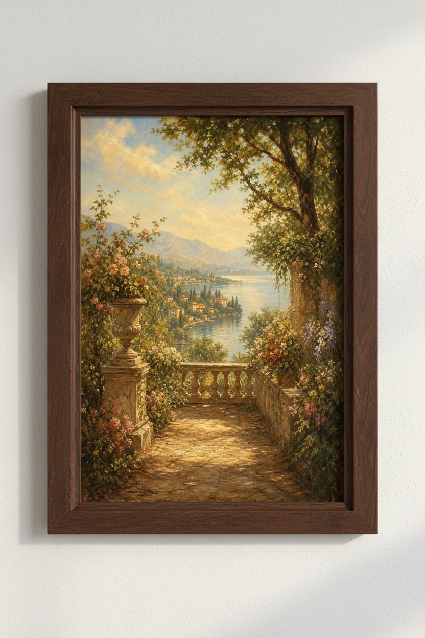 Italian Landscape Wall Art Print | Terrace Living Room Decor | Aesthetic Poster