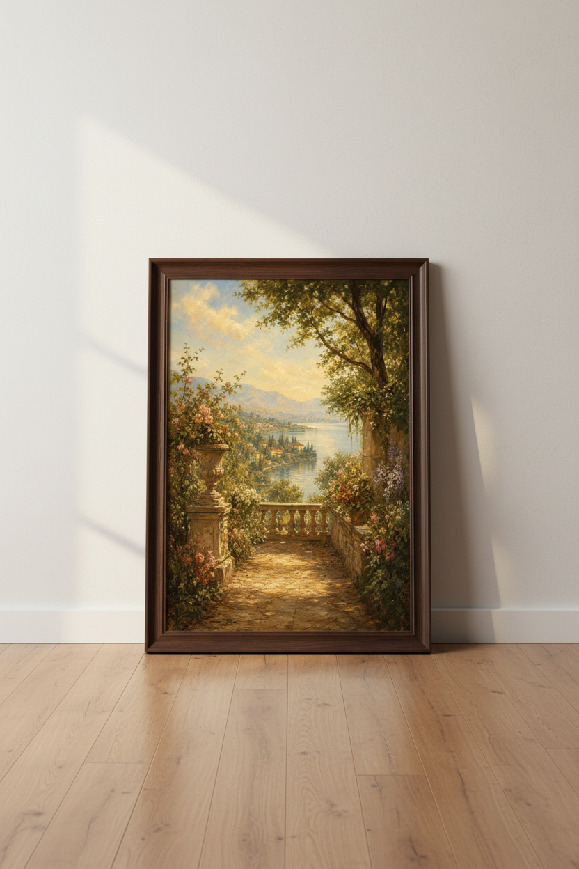 Italian Landscape Wall Art Print | Terrace Living Room Decor | Aesthetic Poster