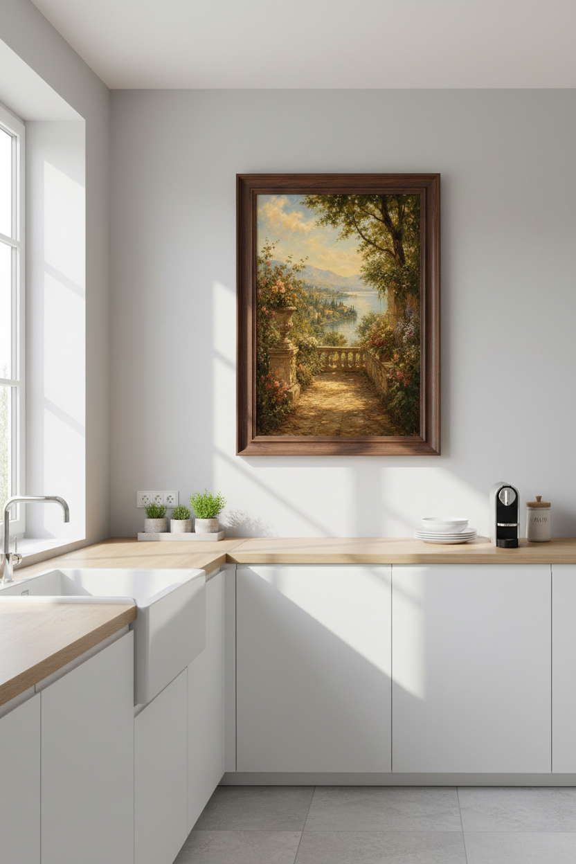 Italian Landscape Wall Art Print | Terrace Living Room Decor | Aesthetic Poster