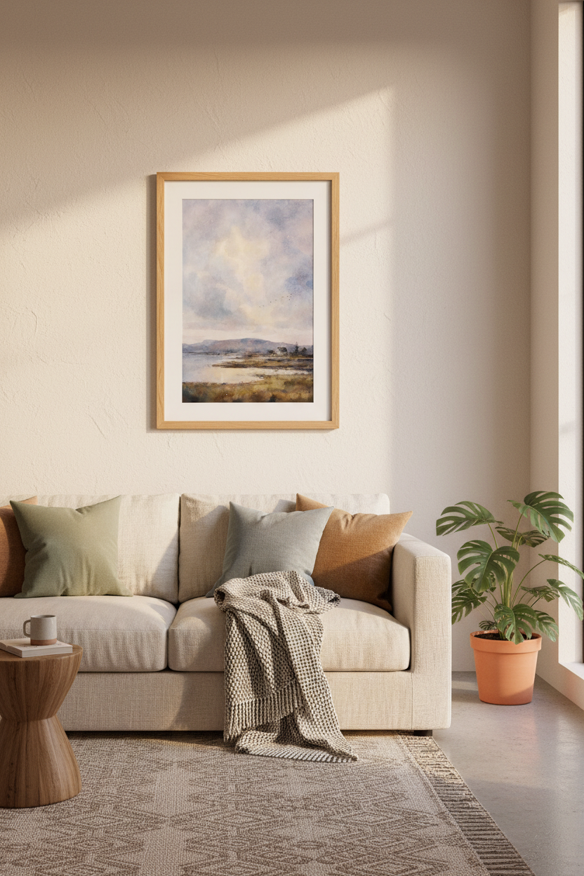Watercolor Landscape Wall Art Print | Living Room Decor | Pastel Poster