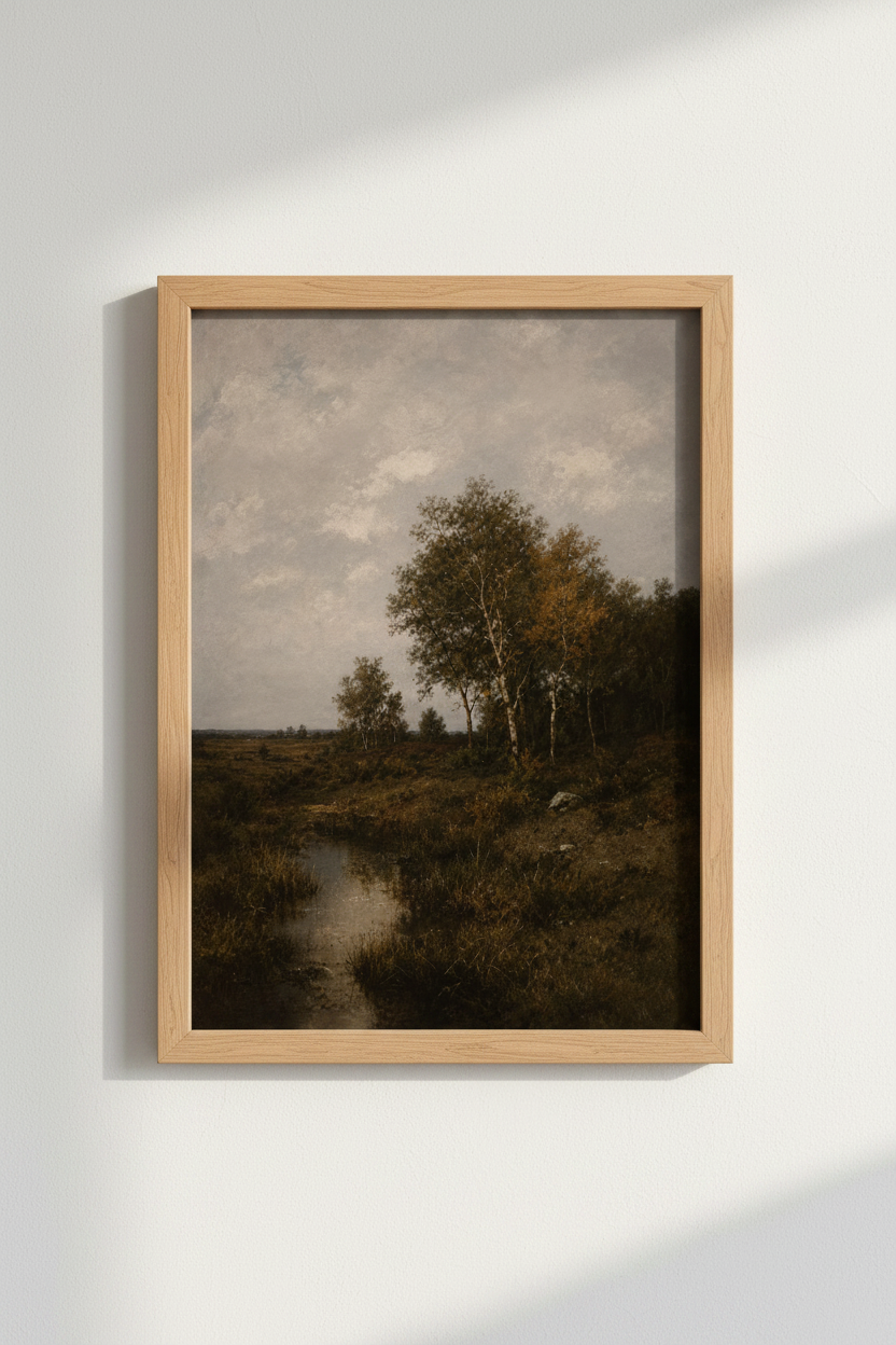 Landscape wall art | Moody autumn palette, living room decor