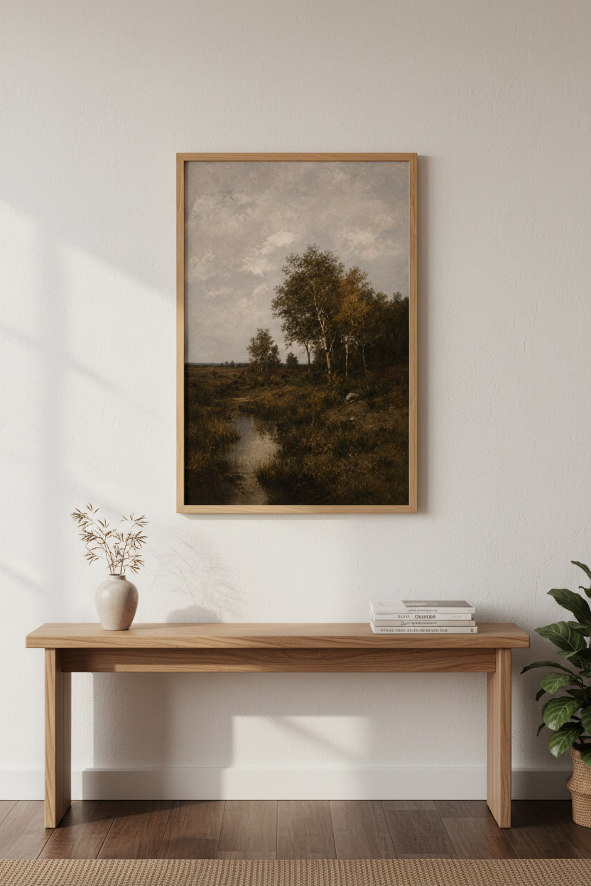 Landscape wall art | Moody autumn palette, living room decor