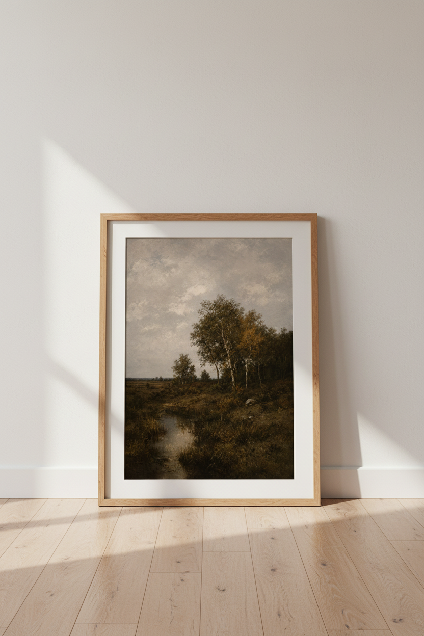 Landscape wall art | Moody autumn palette, living room decor