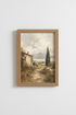 Tuscany Landscape Art Print | Italian Watercolor Poster | Rustic Farmhouse Decor