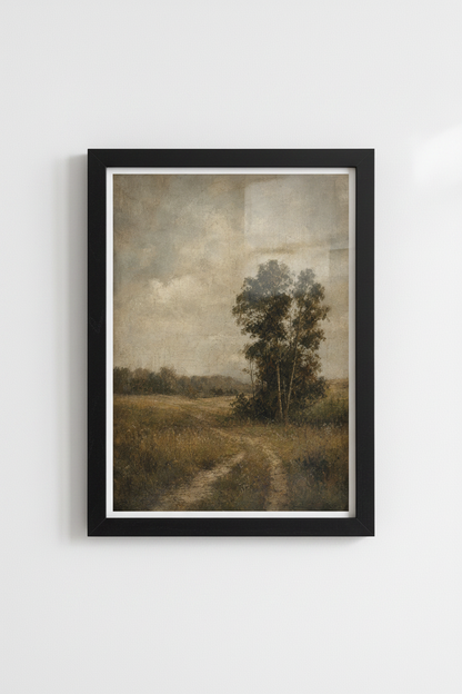 Vintage Landscape Oil Painting | Moody Tree Scene, Farmhouse Wall Art Print