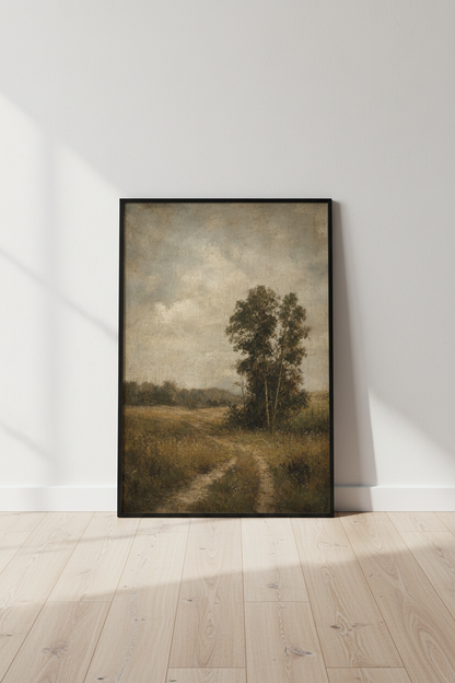 Vintage Landscape Oil Painting | Moody Tree Scene, Farmhouse Wall Art Print