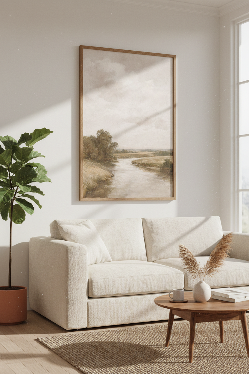 Landscape Wall Art Print | Living Room Decor | Soft Tones Poster