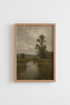 Landscape wall art | Soft greens & tranquil mood | Living room decor poster