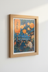 Chinese Lantern Night Market Art | Indigo Blue Landscape, Dining Room Decor