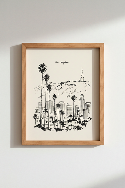 Los Angeles Art Print | Hollywood Sketch Decor | Minimalist California Poster