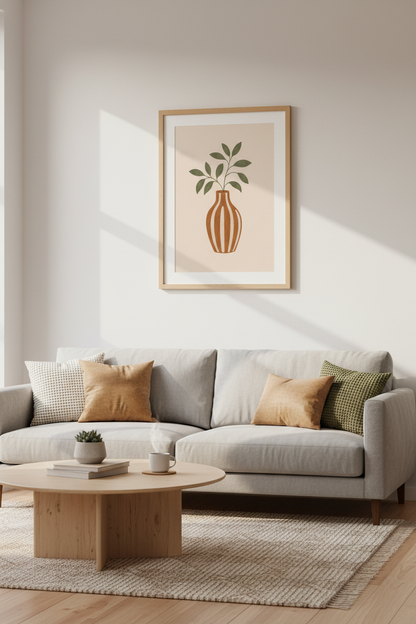 Boho Botanical Vase Wall Art Print | Neutral Terracotta Decor | Minimalist Poster