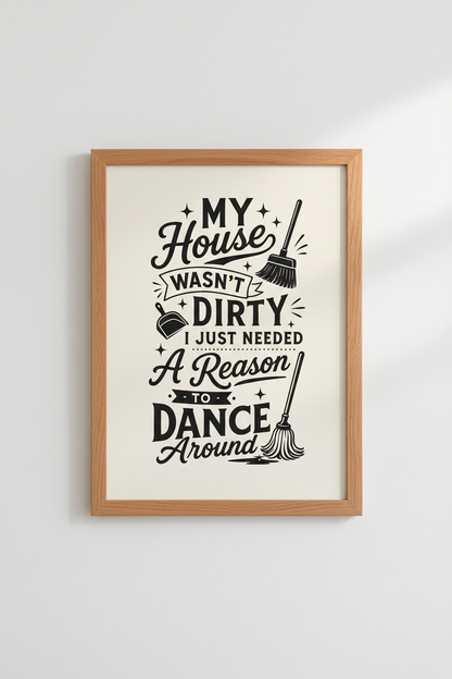 Funny Cleaning Quote Wall Art | Retro Typography, Laundry &amp; Kitchen Decor