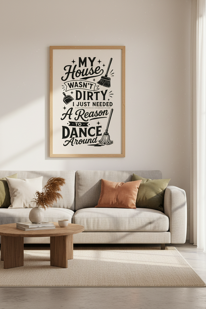 Funny Cleaning Quote Wall Art | Retro Typography, Laundry &amp; Kitchen Decor