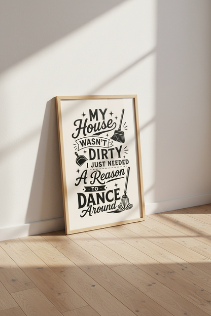 Funny Cleaning Quote Wall Art | Retro Typography, Laundry &amp; Kitchen Decor