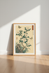 Japanese Camellia Butterfly Art | Floral Woodblock Print, Zen Living Room Decor