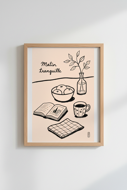 Line Drawing Morning Calm Wall Art Print | Living Room Decor | Minimalist Poster