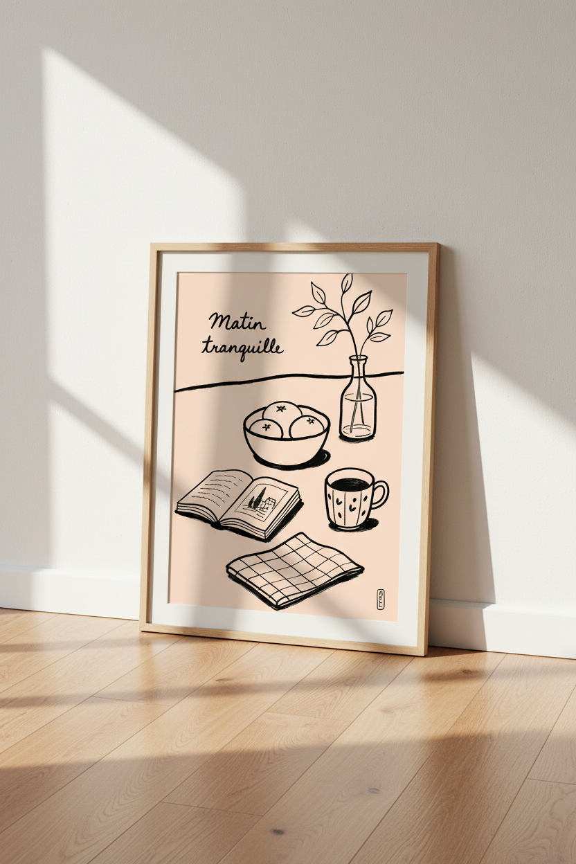 Line Drawing Morning Calm Wall Art Print | Living Room Decor | Minimalist Poster
