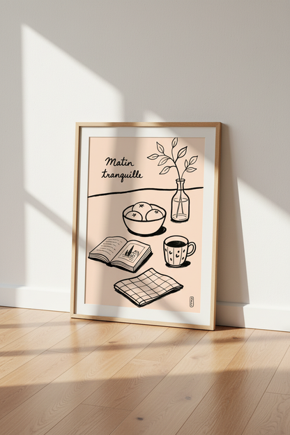 Line Drawing Morning Calm Wall Art Print | Living Room Decor | Minimalist Poster