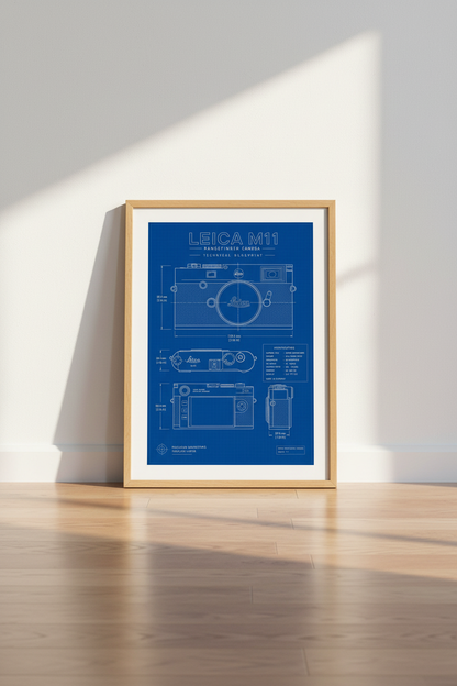 Leica M11 Camera Blueprint Wall Art | Office Decor | Technical Schematic Poster